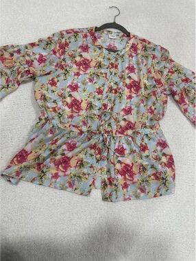 Jacqueline de Yong Floral Print Lightweight Jacket Top, Size